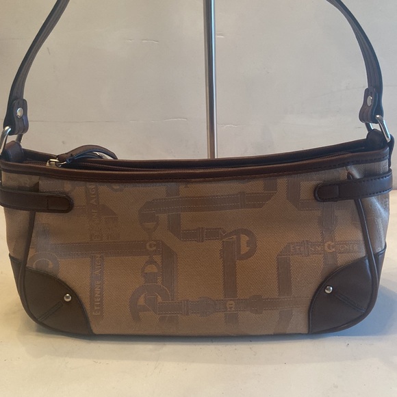 Etienne Aigner brown tan 90’s Y2K east west shoulder bag silver tone hardware - Picture 5 of 16